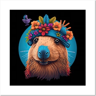 Capybara Hippie Posters and Art